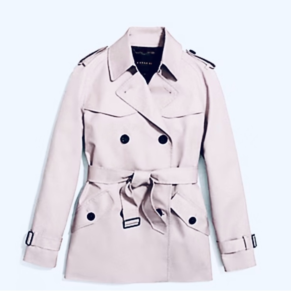 NWT Coach Solid Short Trench Coat F86050 Quartz Beige Blush Jacket